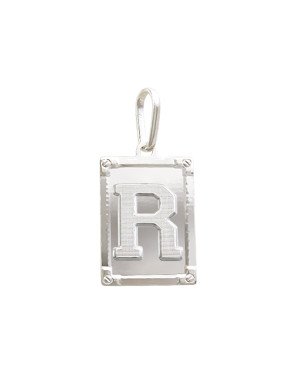 Pingente AG Retangulo Letra  "R"  - G1 - 20mm x 42mm - 3.26gr