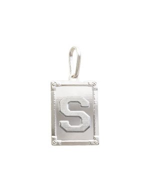 Pingente AG Retangulo Letra  "S"  - G1 - 20mm x 42mm - 3.64gr