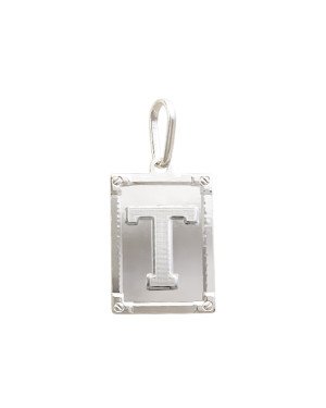 Pingente AG Retangulo Letra  "T"  - G1 - 20mm x 42mm - 3.62gr