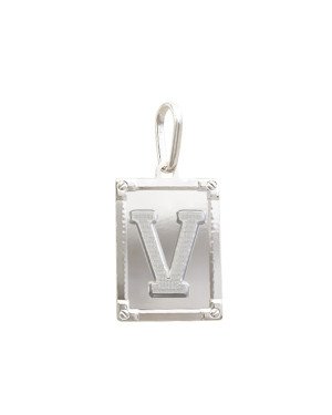 Pingente AG Retangulo Letra  "V"  - G1 - 20mm x 42mm - 3.76gr