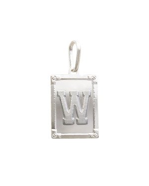 Pingente AG Retangulo Letra  "W"  - G1 - 20mm x 42mm - 3.73gr
