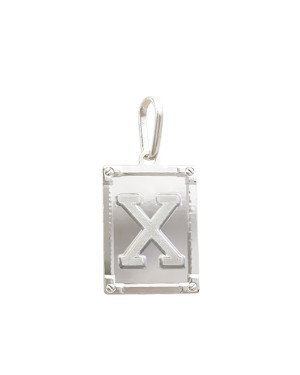 Pingente AG Retangulo Letra  "X"  - G1 - 20mm x 42mm - 3.73gr