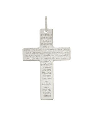 Pingente AG Cruz c/ Oracao do Pai Nosso  - G1 - 33mm x 61mm - 6.43gr