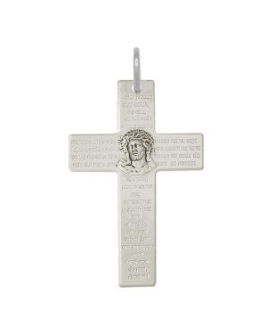 Pingente AG Cruz c/ Oracao Pai Nosso e Face de Cristo 50mm - G3 - 33mm x 61mm - 6.47gr