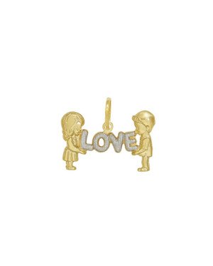 Pingente Casal c/ Love 15mm c/ Rodio - 00 - 23mm x 18mm - 1.20gr