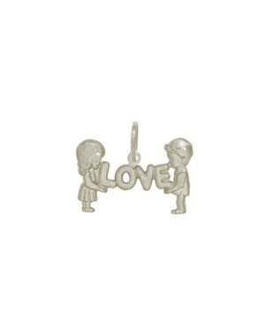 Pingente AG Casal c/ Love 15mm  - G1 - 23mm x 18mm - 1.74gr