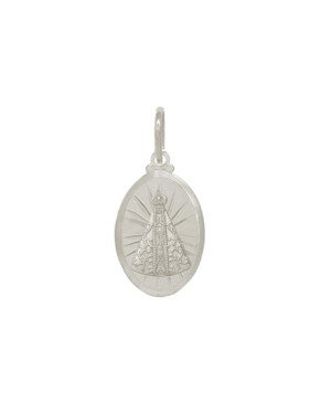 Pingente AG Oval c/ N. S. Aparecida Estampada e Detalhes Diamantado 20mm - G1 - 14mm x 30mm - 2.15gr
