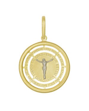 Pingente Medalha Vaz c/ Cristo Borda Lisa  "Dizeres" 35mm c/ Rodio - 00 - 35mm x 50mm - 5.60gr