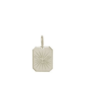 Pingente AG Placa Chanfrada Espirito Santo Diamantado - G1 - 12mm x 21mm - 1.73gr