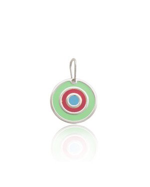 Pingente AG Olho Grego 15mm (Verde/Rosa Escuro/Azul Claro) - G3 - 15mm x 22mm - 1.58gr