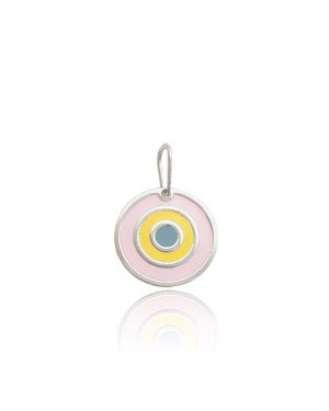 Pingente AG Olho Grego 15mm (Rosa Claro/Amarelo/Azul Claro) - G3 - 15mm x 22mm - 1.58gr