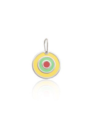 Pingente AG Olho Grego 15mm (Amarelo/Verde/Rosa Escuro) - G3 - 15mm x 22mm - 1.58gr