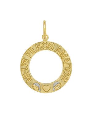 Pingente Mandala "Dizeres Meus Filhos Amados" c/ 2 Menino 30mm c/ Rodio - 00 - 30mm x 42mm - 3.67gr