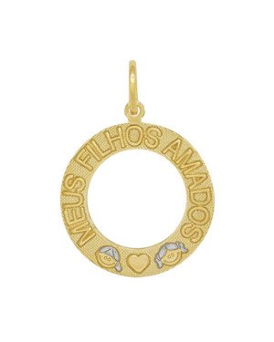 Pingente Mandala "Dizeres Meus Filhos Amados" c/ Casal 30mm c/ Rodio - 00 - 30mm x 42mm - 3.67gr