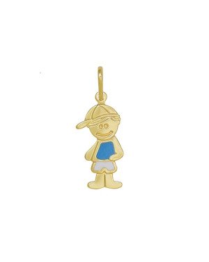 Pingente Menino Estampado 20mm c/ Resina (azul e branco) - 00 - 10mm x 28mm - 1.01gr