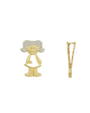 Pingente Menina Vestido Vaz 20mm Dupla Passante c/ Rodio - 00 - 13mm x 20mm - 1.74gr