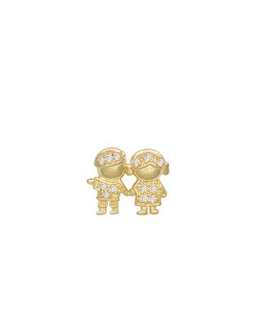 Pingente Fundicao - 13 Zirconia - Casal  - 00 - 14mm x 12mm - 1.70gr