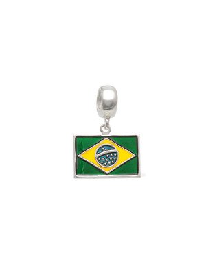 Pingente AG Berloque Bandeira Brasil  - G5 - 15mm x 22mm - 2.04gr