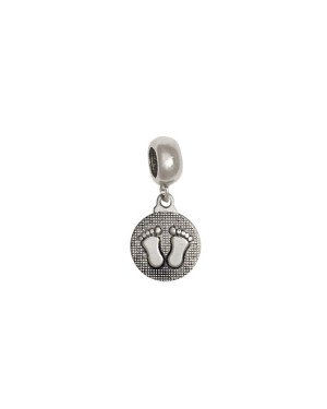 Pingente AG Berloque (Envelhecida) Redondo 11mm c/ Pezinho  - G5 - 11mm x 23mm - 1.48gr