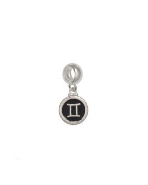 Pingente AG Berloque Redondo 11mm Signo Gemeos c/ Resina - G5 - 11mm x 23mm - 1.49gr