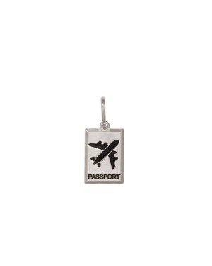 Pingente AG Retangulo c/ Aviao Passport c/ Resina - G3 - 10mm x 16mm - 1.53gr
