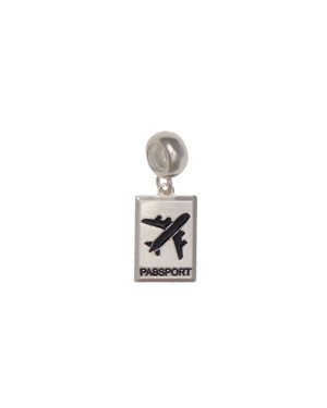 Pingente AG Berloque Retangulo 14mm c/ Aviao Passport  - G5 - 14mm x 1mm - 2.03gr
