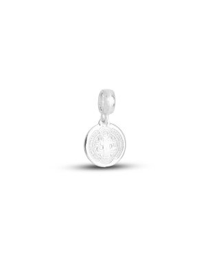Pingente Prata Berloque (nao envelhecer) Sao Bento 11mm em Pe  - G3 - 11mm x 22mm - 1.64gr
