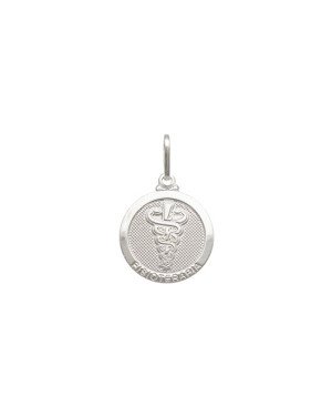 Pingente AG Redondo 15mm Profissao Fisioterapia  - G1 - 15mm x 25mm - 1.64gr