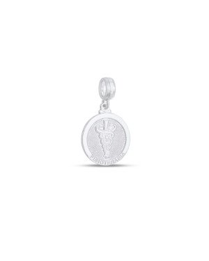Pingente AG Berloque (sem envelhecer) Redondo 15mm Profissao Fisioterapia  - G5 - 15mm x 27mm - 2.19gr