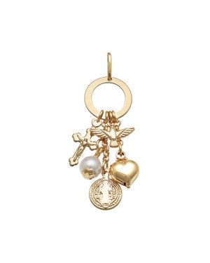 Pingente Argola c/ Cruz/Coracao/Perola/Sao Bento/Espirito Santo - 00 - 13mm x 46mm - 2.48gr