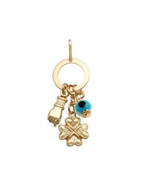 Pingente Argola 13mm c/ Figa/Trevo/Olho Grego - 00 - 13mm x 36mm - 1.80gr