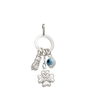 Pingente AG Argola 13mm c/ Figa/Trevo/Olho Grego - G3 - 13mm x 40mm - 2.25gr