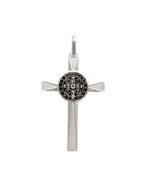 Pingente AG Cruz Sao Bento c/ Pontas Reticuladas (c/ Resina) - G3 - 32mm x 60mm - 4.43gr