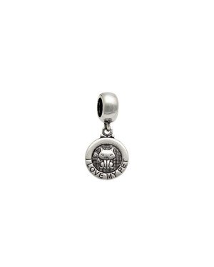 Pingente AG Berloque (Envelhecida) I Love My Pet c/ Gatinho - G5 - 11mm x 22mm - 1.46gr