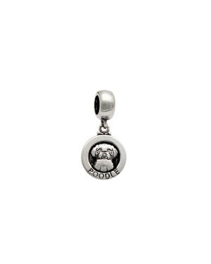 Pingente AG Berloque (Envelhecida) Medalha 11mm c/ Poodle  - G5 - 11mm x 22mm - 1.46gr