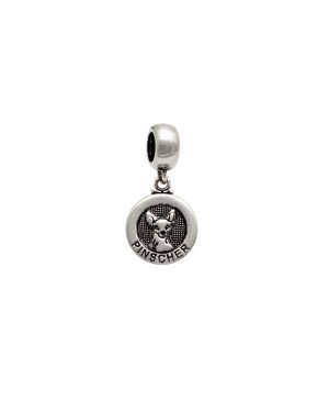 Pingente AG Berloque (Envelhecida) Medalha 11mm c/ Pinscher  - G5 - 11mm x 22mm - 1.50gr