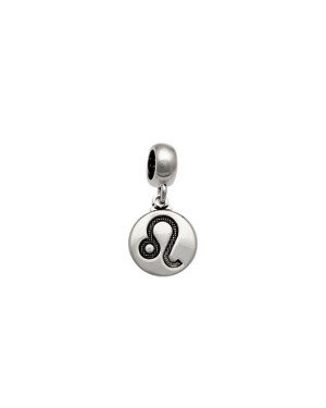 Pingente AG Berloque (Envelhecida) Signo Leao Liso c/ Simbolo Reticulado - G5 - 11mm x 22mm - 1.46gr