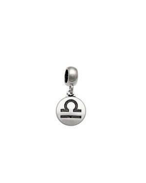 Pingente AG Berloque (Envelhecida) Signo Libra Liso c/ Simbolo Reticulado - G5 - 11mm x 22mm - 1.48gr