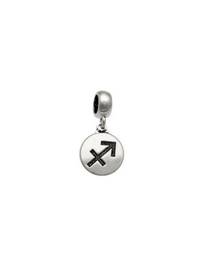 Pingente AG Berloque (Envelhecida) Signo Sagitario Liso c/ Simbolo Reticulado - G5 - 11mm x 22mm - 1.47gr