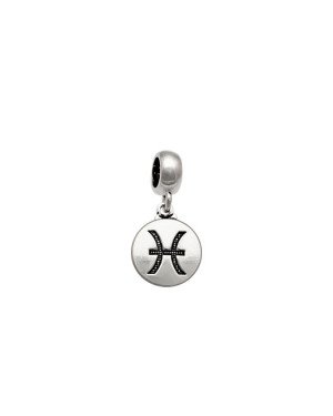 Pingente AG Berloque (Envelhecida) Signo Peixes Liso c/ Simbolo Reticulado - G5 - 11mm x 22mm - 1.47gr