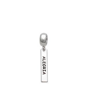 Pingente AG Berloque Placa 20x4 Alegria c/ Resina - G5 - 4mm x 28mm - 1.33gr