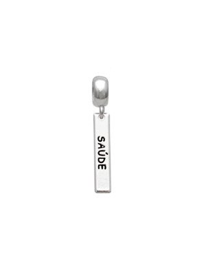 Pingente AG Berloque Placa 20x4 Saude c/ Resina - G5 - 4mm x 28mm - 1.26gr
