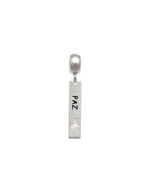 Pingente AG Berloque Placa 20x4 Paz c/ Resina Esp. Sto Branco - G5 - 4mm x 28mm - 1.29gr