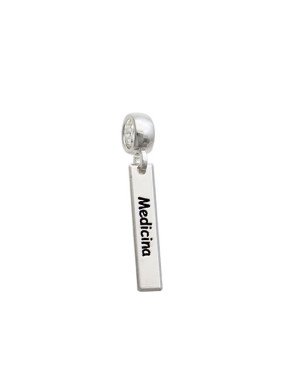 Pingente AG Berloque Placa 20x4 Profissao Medicina c/ Resina - G5 - 4mm x 28mm - 1.30gr