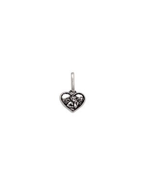 Pingente AG (Envelhecida) Coracao 7mm c/ Anjo Estampado  - G5 - 8mm x 13mm - 0.43gr