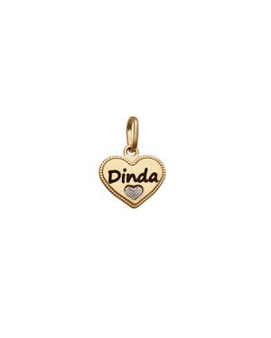 Pingente Coracao 12mm "Dinda" (Resina e Rodio) - 00 - 12mm x 17mm - 0.60gr