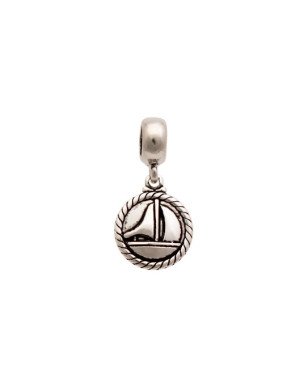 Pingente AG (Envelhecida) Berloque Medalha Barco 11mm - G5 - 11mm x 22mm - 1.58gr