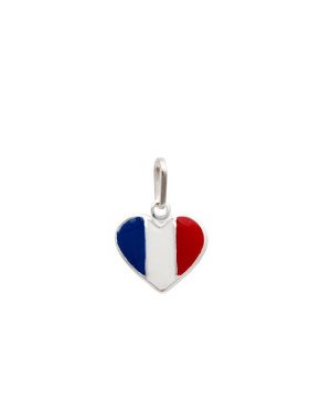 Pingente AG Coracao 12mm Bandeira "Franca" (Resina) - G5 - 12mm x 17mm - 0.74gr