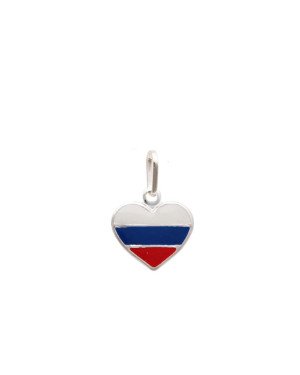 Pingente AG Coracao 12mm Bandeira "Russia" (Resina) - G5 - 12mm x 17mm - 0.82gr