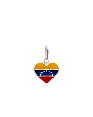 Pingente AG Coracao 12mm Bandeira "Venezuela" (Resina) - G5 - 12mm x 17mm - 0.75gr